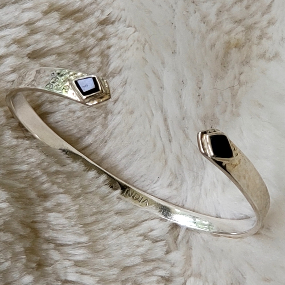 RARE Silpada 925 Sterling Onyx Cuff Bracelet - Picture 2 of 7